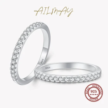 Ailmay Real 925 Sterling Silver Módní Svatební Stohovatelné Úrovni AAAAA CZ Prsteny Pro Ženy, Svatební Prohlášení Jemné Šperky