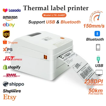 Beeprt LTK-244 110 mm Tepelné Nálepka Label Printer 4 Palce Čárový kód Stroj Podpora Windows, iOS, Android Dodací Adresu Tiskárny