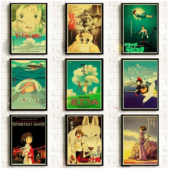 Hayao Miyazaki Anime Retro Kraftový Papír, Plakáty Tištěné Pokoj Zeď Dekor Kvalitní Plakáty
