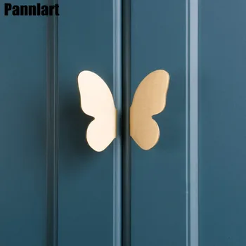 Pannlart 1 Ks Butterfly Rukojeti Mosaz Nábytek Vytáhněte Knoflík Dveří Skříně Skříň Rukojeti Kuchyň Zásuvky Rukojeti Domácí Dekoraci