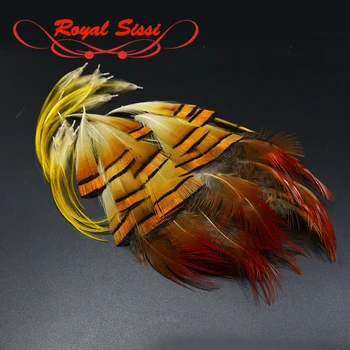 Royal Sissi hot 30ks přírodní zlatý bažant hlavy hřeben a záď těla peří různé křídla a ocas, vázání materiálu muškaření