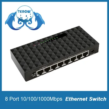 TEROW 8 Portů Gigabit Ethernet Switch 10/100/1000Mbps Sítě LAN RJ45 Hub Inteligentní Přepínač pro IP Kamery /Wifi Trasy DropShipping