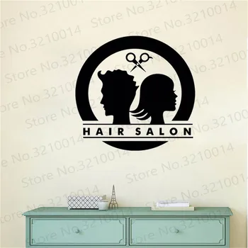 Vlasy Salon Logo rozpíjení barvy Unisex Holičství Samolepky na Zeď Pro Obchod, kadeřník Kadeřník Okna Obtisk Vyměnitelné Art Mural PW980
